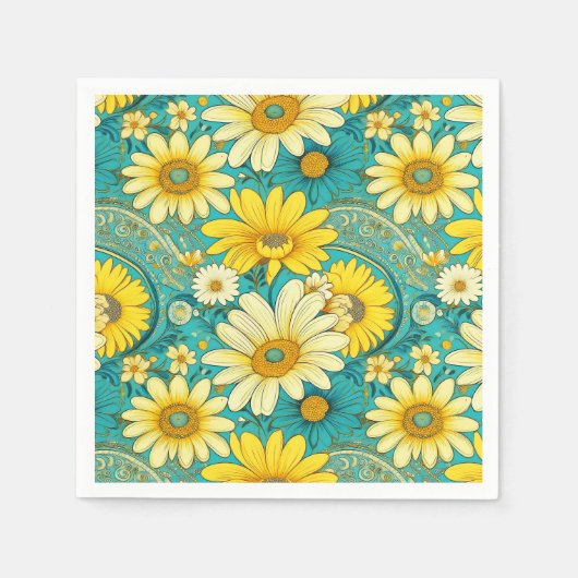 Paisley Daisy Napkin スタンダードカクテルナプキン (正面)