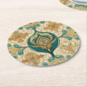 Paisley Emerald Coaster ラウンドペーパーコースター (アングル)