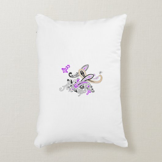 Paisley Floral Motif – Boho White Purple Orange アクセントクッション (正面(垂直))