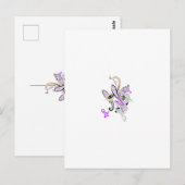 Paisley Floral Motif – Boho White Purple Orange  ポストカード (正面/裏面)