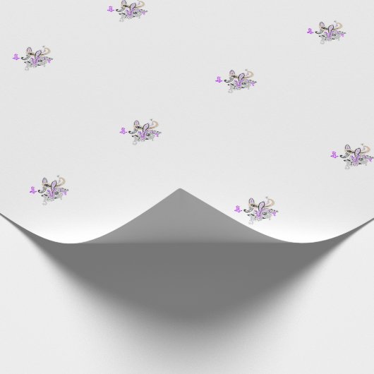 Paisley Floral Motif – Boho White Purple Orange  ラッピングペーパー (角)