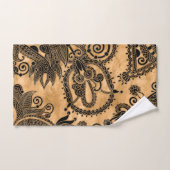 Paisley Floral  Ornament - Black and Pastel Gold バスタオルセット (ハンドタオル)