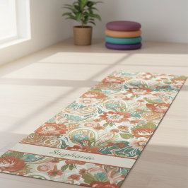 Paisley Floral Yoga Mat - Custom Name Mat ヨガマット