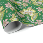 Paisley Garden Stylized Floral Embroidery ラッピングペーパー (ロールコーナー)
