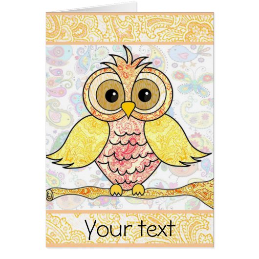 paisley owl greeting card (正面)