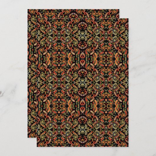 Paisley Pattern Art – Ornamental Floral Outline セーブザデート (正面/裏面)