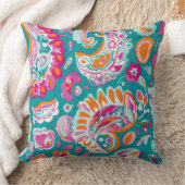 Paisley Pattern Boho Floral Decorative クッション (ブランケット)