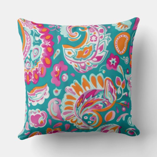 Paisley Pattern Boho Floral Decorative クッション (裏面)