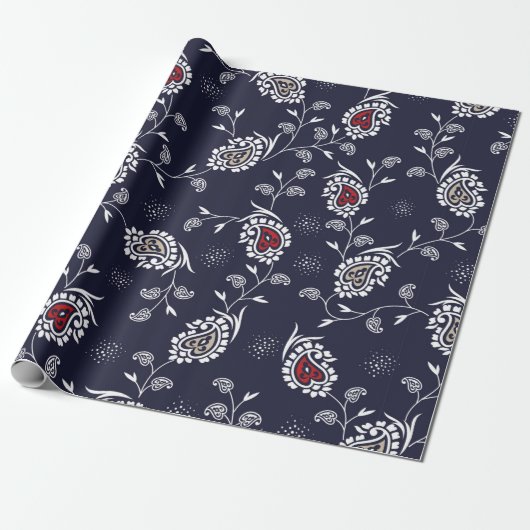 paisley pattern on navy ラッピングペーパー (アンロールド)