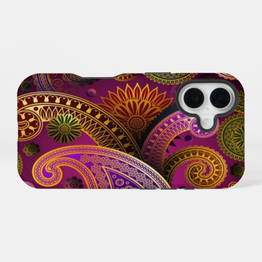 Paisley Purple Green iPhone 16ケース (裏面横)