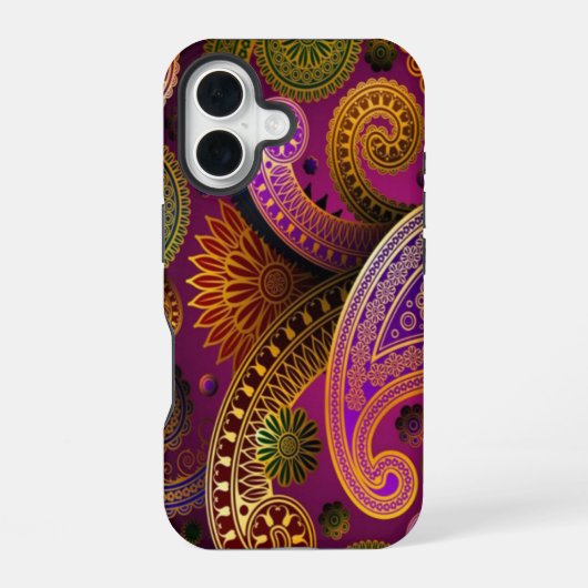 Paisley Purple Green iPhone 16ケース (裏面)