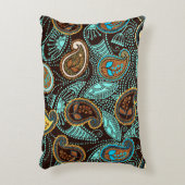 Paisley seamless pattern, jeans texture effect アクセントクッション (正面(垂直))