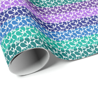 Paisley Stripes in Modern Purple Blue Green White ラッピングペーパー