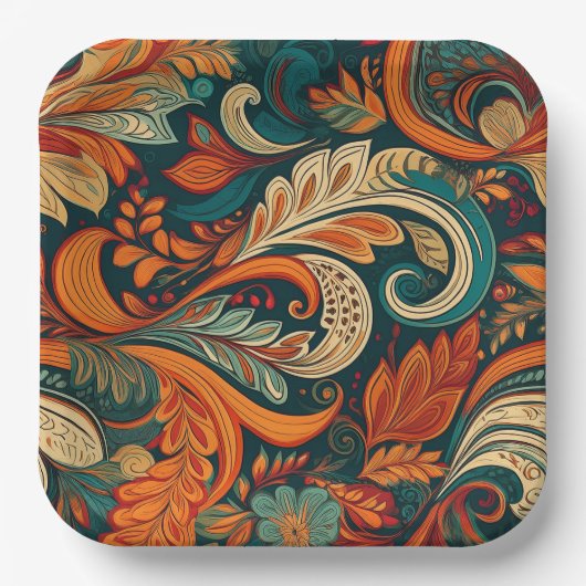 Paisley Swirl Paper Plate ペーパープレート (正面)