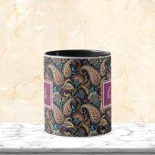 Paisley Vintage Look Black Purple Monogram Initial マグカップ