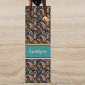 Paisley Vintage Look Black Teal Purple Monogram ヨガマット
