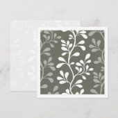 Paisley Waltz Dark Green Minimal Modern Botanical ノートカード (正面/裏面)