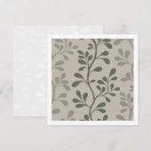 Paisley Waltz Green Silhouette Minimal Botanical ノートカード (正面/裏面)