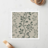 Paisley Waltz Green Silhouette Minimal Botanical ノートカード (正面/裏面インサイチュ)