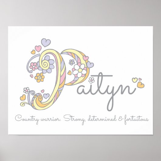 Paityn monogram art girls name and meaning poster ポスター (正面)