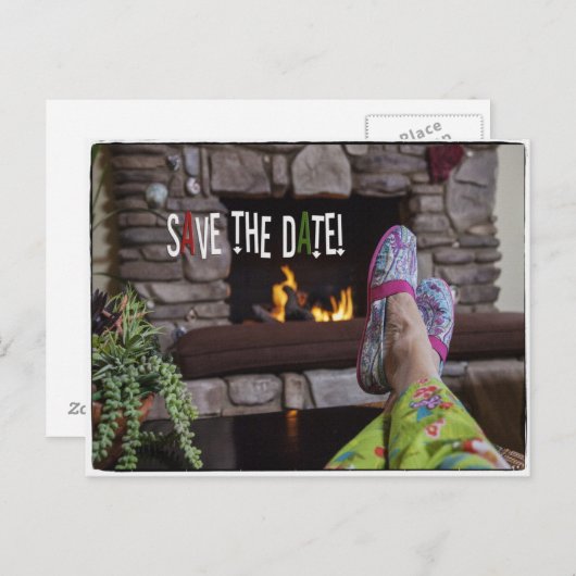 Pajamaパーティーの日付はがきを保存 案内ポストカード (正面/裏面)