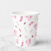 Pajamas and Prosecco Bridal Shower Pink Script  紙コップ (正面)