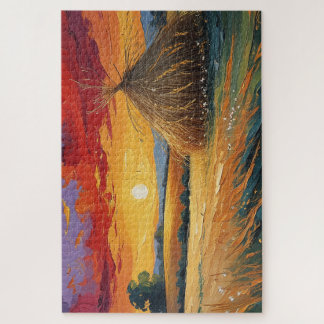 Pajar solitario al atardecer ジグソーパズル