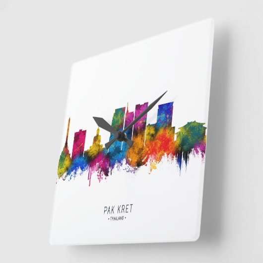 Pak Kret Thailand Skyline スクエア壁時計 (傾斜)