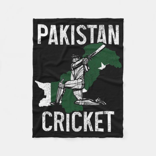 Pakistan Cricket Player Pakistani Flag Pride Vinta フリースブランケット (正面)
