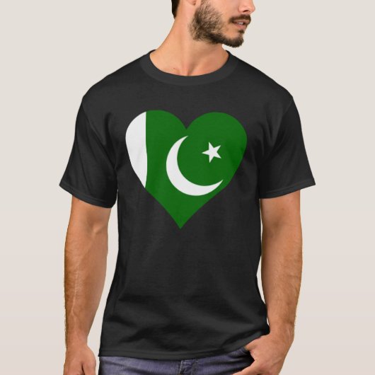 Pakistan Flag Heart Pakistan Love Pakistan Tシャツ (正面)