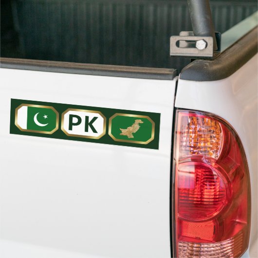 Pakistan Flag Map Code Bumper Sticker バンパーステッカー (トラック上)