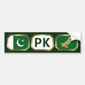 Pakistan Flag Map Code Bumper Sticker バンパーステッカー (正面)