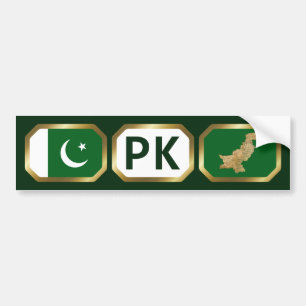 Pakistan Flag Map Code Bumper Sticker バンパーステッカー