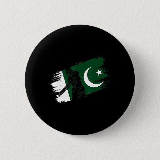 Pakistan Flag Pakistan Cricket Fan Player Coach Um 缶バッジ (正面)
