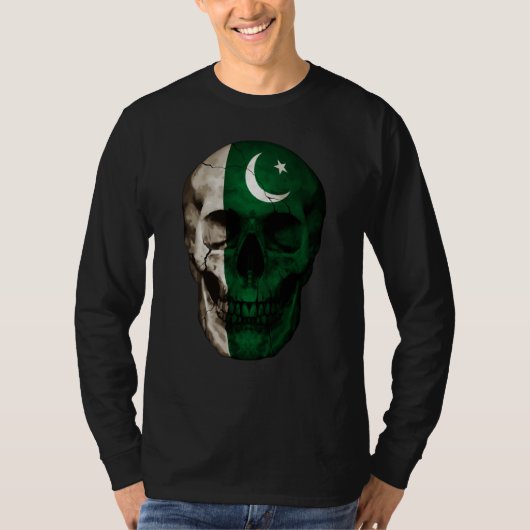 Pakistan Flag Skull Pakistani Roots Proud Patrioti Tシャツ (正面)