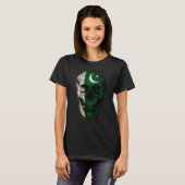 Pakistan Flag Skull Pakistani Roots Proud Patrioti Tシャツ (正面フル)