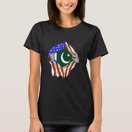 Pakistan USA America Chest Pakistani Pride Pakista Tシャツ (正面)