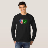Pakistan&USA Flag Twin Heart for Pakistani America Tシャツ (正面フル)