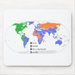 PAL NTSC SECAM TVの世界地図 マウスパッド