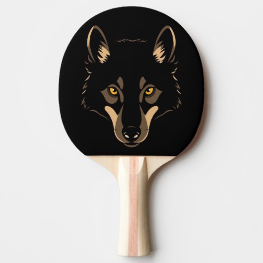 Pala de Ping Pong Cara de un Lobo Amenazante 卓球ラケット (正面)