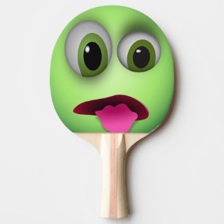 Pala de Ping Pong Emoji Verde con la Lengua afuera 卓球ラケット