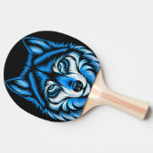 Pala de Ping Pong Lobo en Pintura Artística Azul 卓球ラケット (横)