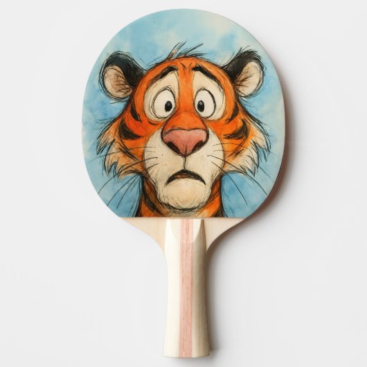 Pala de Ping Pong Tigre Divertido en Caricatura 卓球ラケット (正面)