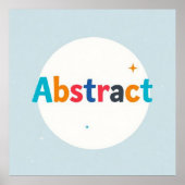 Palabra ABSTRACT multicolor sobre círculo blanco ポスター (正面)