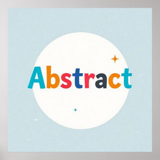 Palabra ABSTRACT multicolor sobre círculo blanco ポスター (正面)