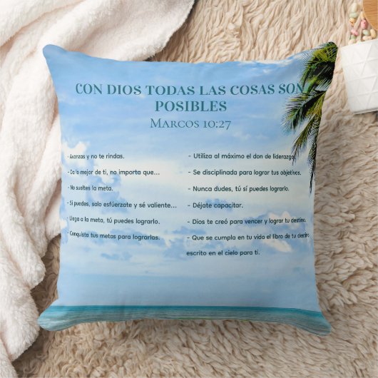 Palabras Motivacionales Logrando Metas Cielo Azul クッション (ブランケット)