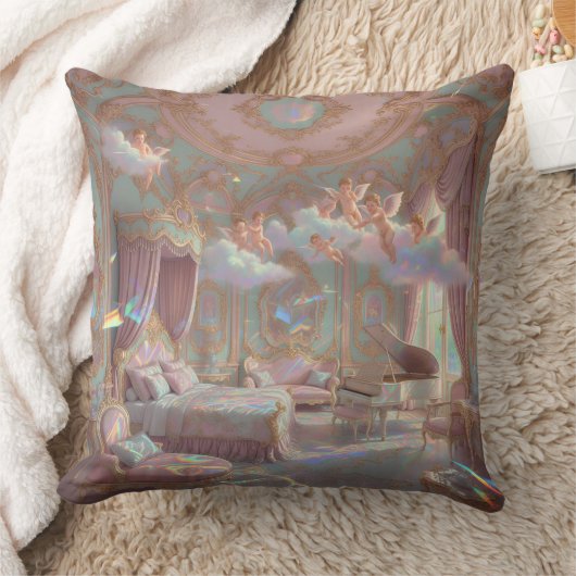 Palace Dreamscape Psychedelic Rococo Revival Mural クッション (ブランケット)