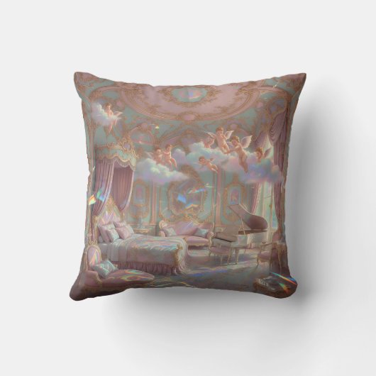 Palace Dreamscape Psychedelic Rococo Revival Mural クッション (裏面)