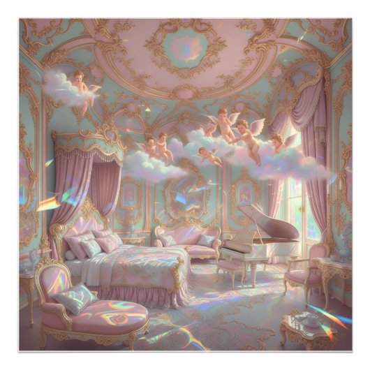 Palace Dreamscape Psychedelic Rococo Revival Mural フォトプリント (正面)
