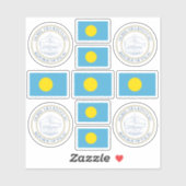 Palauan state symbols / coat of arms and flag stic シール (シート)